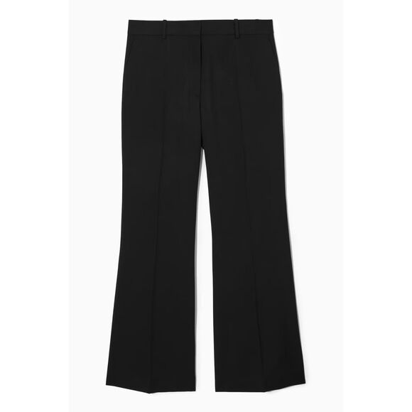 New COS Wide Leg Flared Wool Trousers Pants in Black Size 10 - Picture 1 of 5